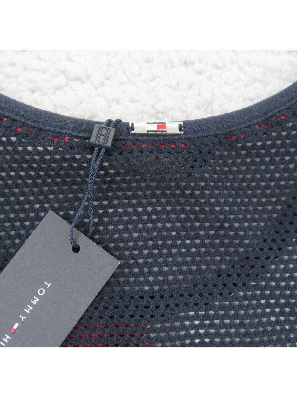 Tommy Hilfiger Swim Dress Cover-Up Mesh Navy Blue Red White Size S/M NEW $78 - Picture 9 of 13